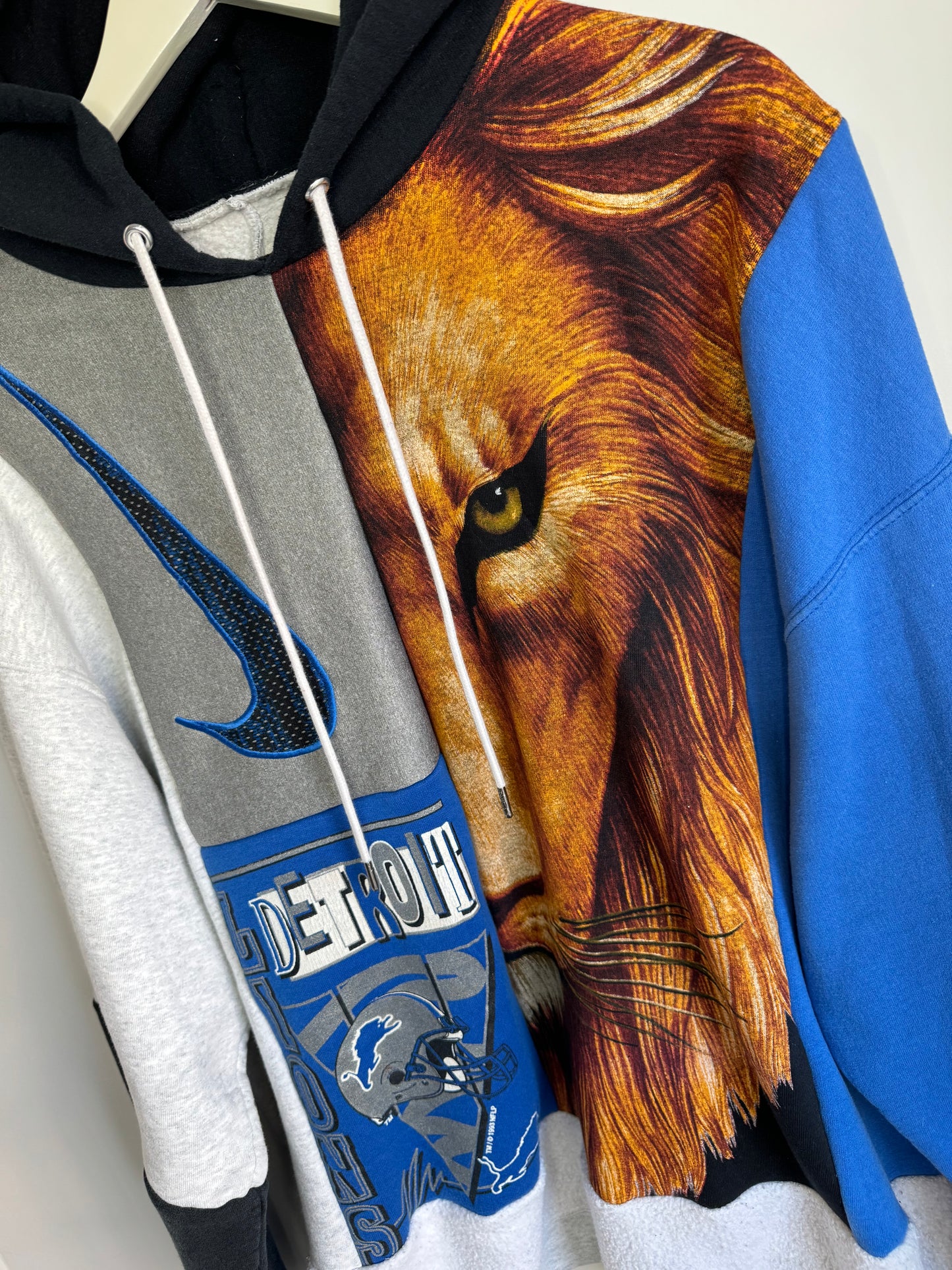 Custom 1/1 Vintage Detroit Lions x Nike “313” Hoodie Sweatshirt #04