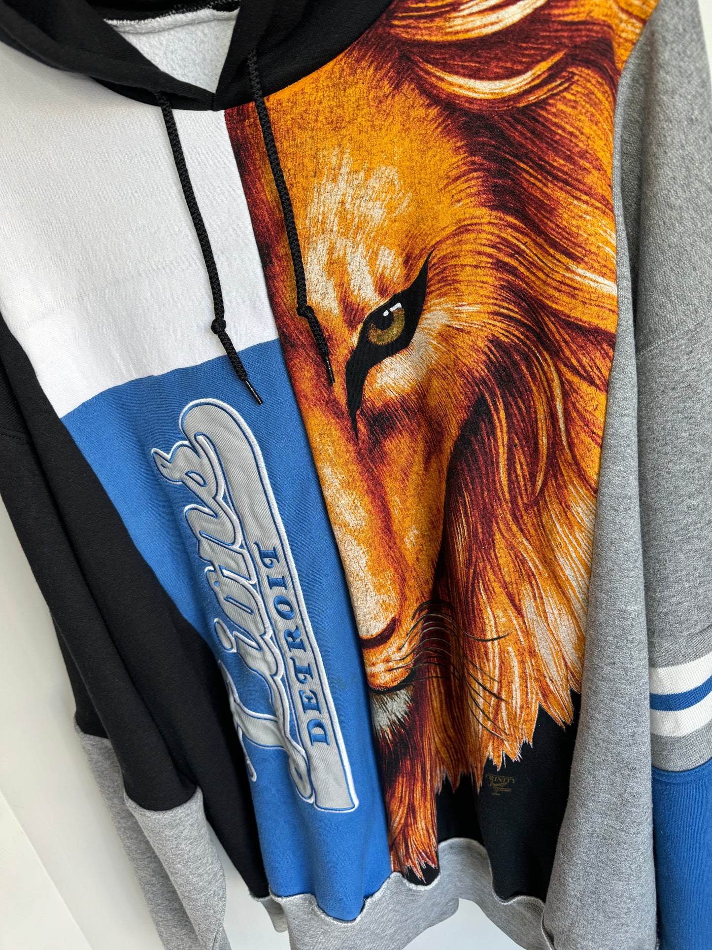 Custom 1/1 Vintage Detroit Lions “313” Hoodie Sweatshirt #06