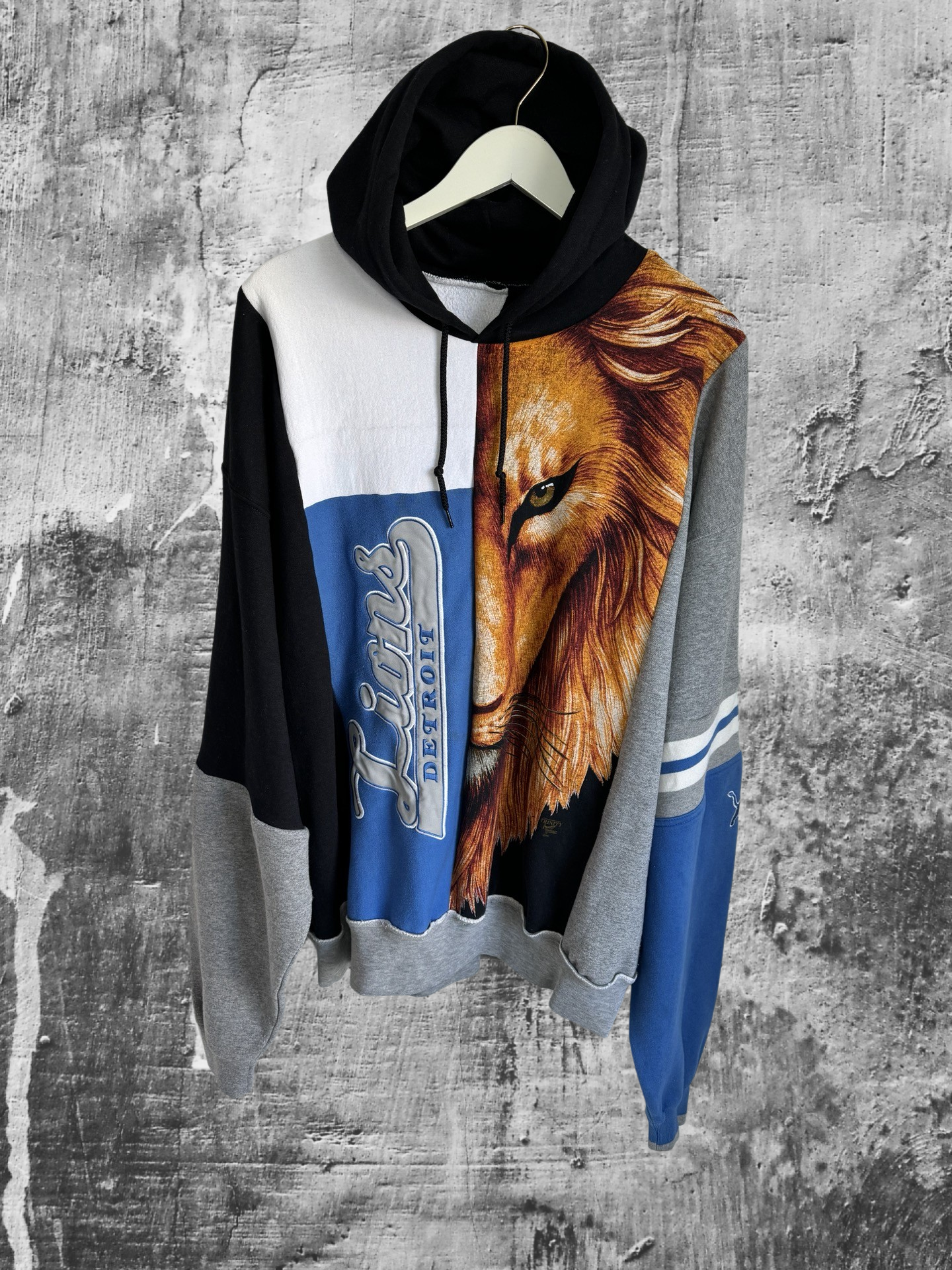 Custom 1/1 Vintage Detroit Lions “313” Hoodie Sweatshirt #06