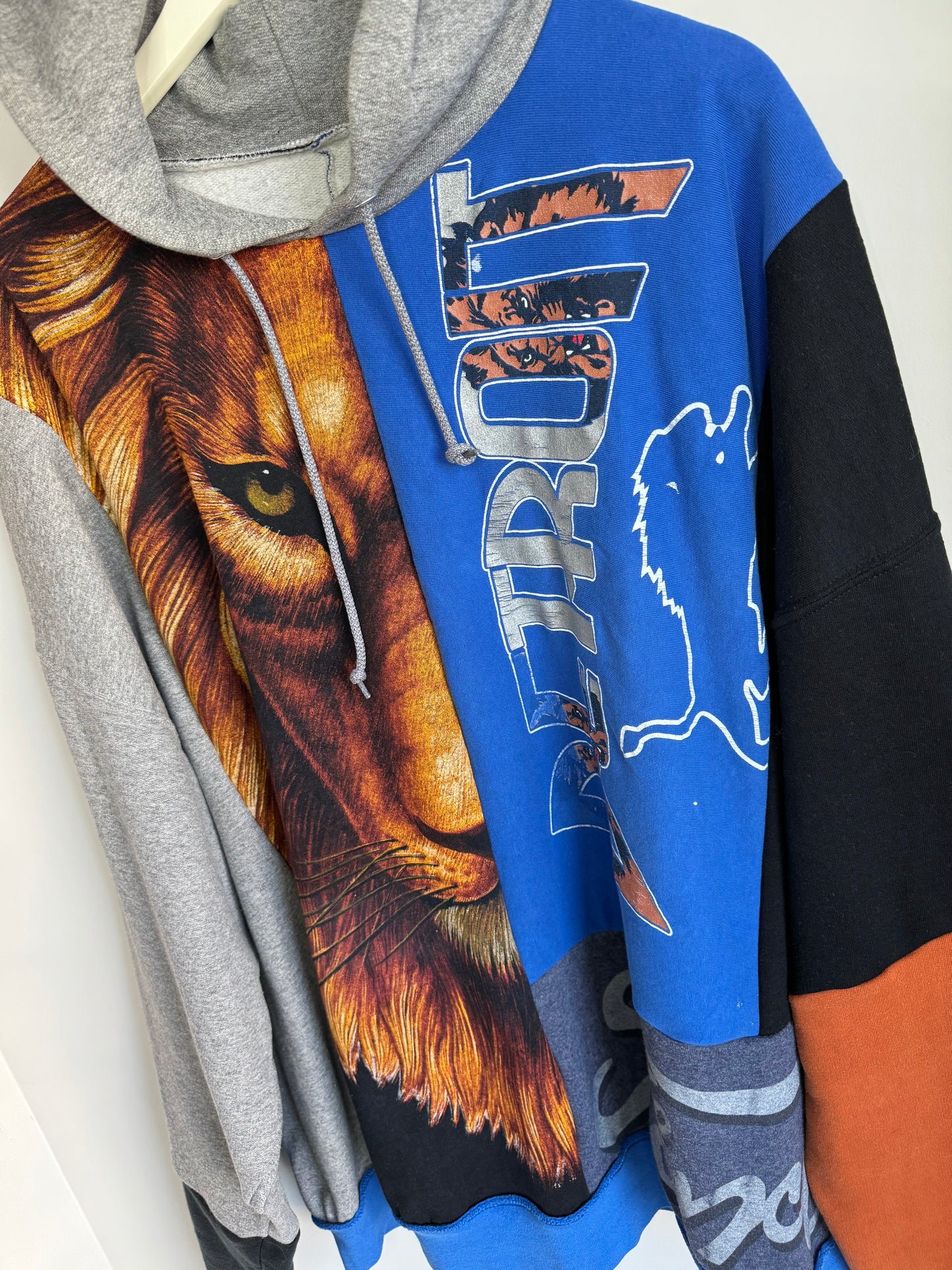 Custom 1/1 Vintage Detroit Lions “313” Hoodie Sweatshirt #05