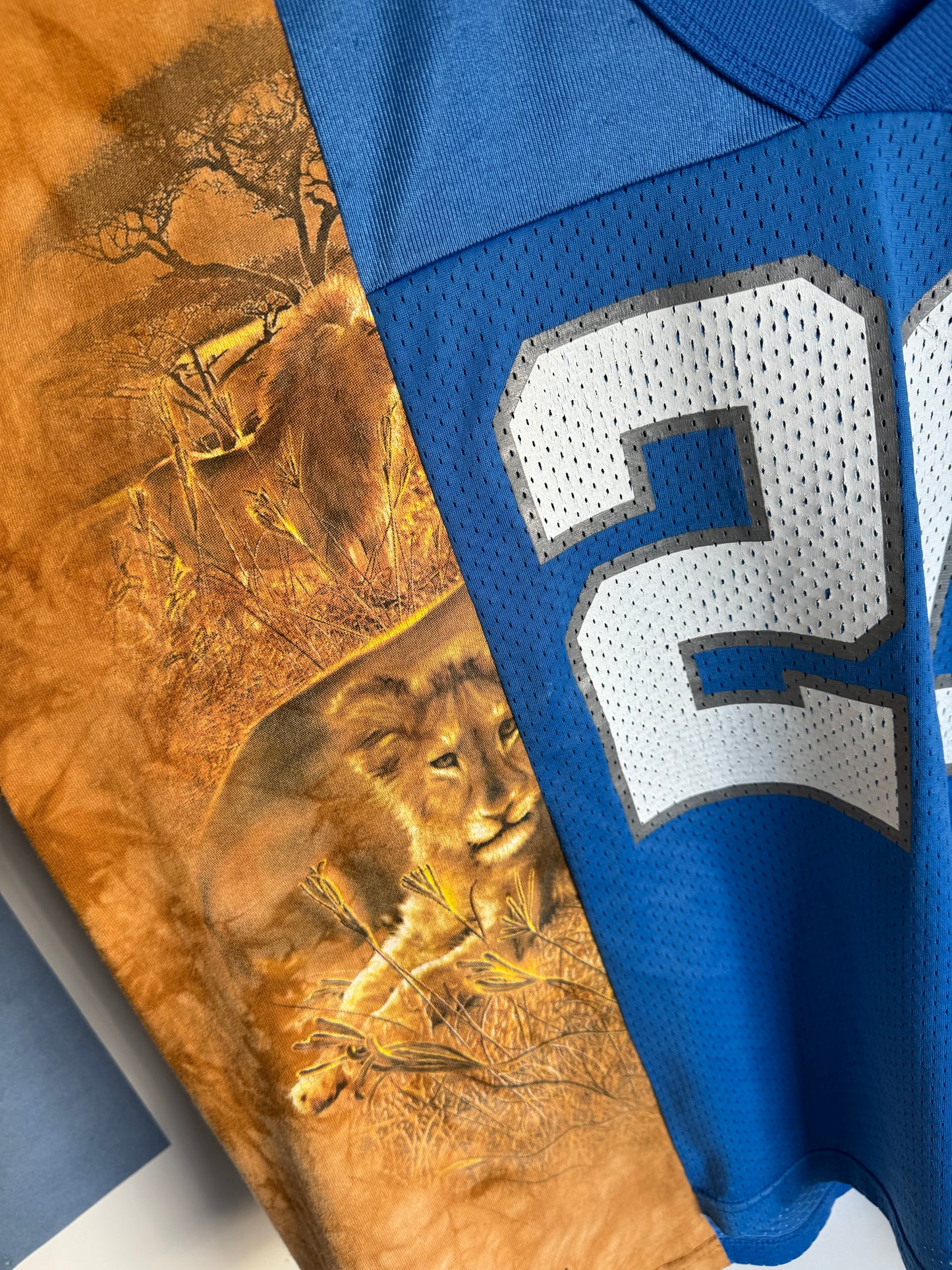 Custom 1/1 Vintage Detroit Lions “313” Lion Jersey Tee #10