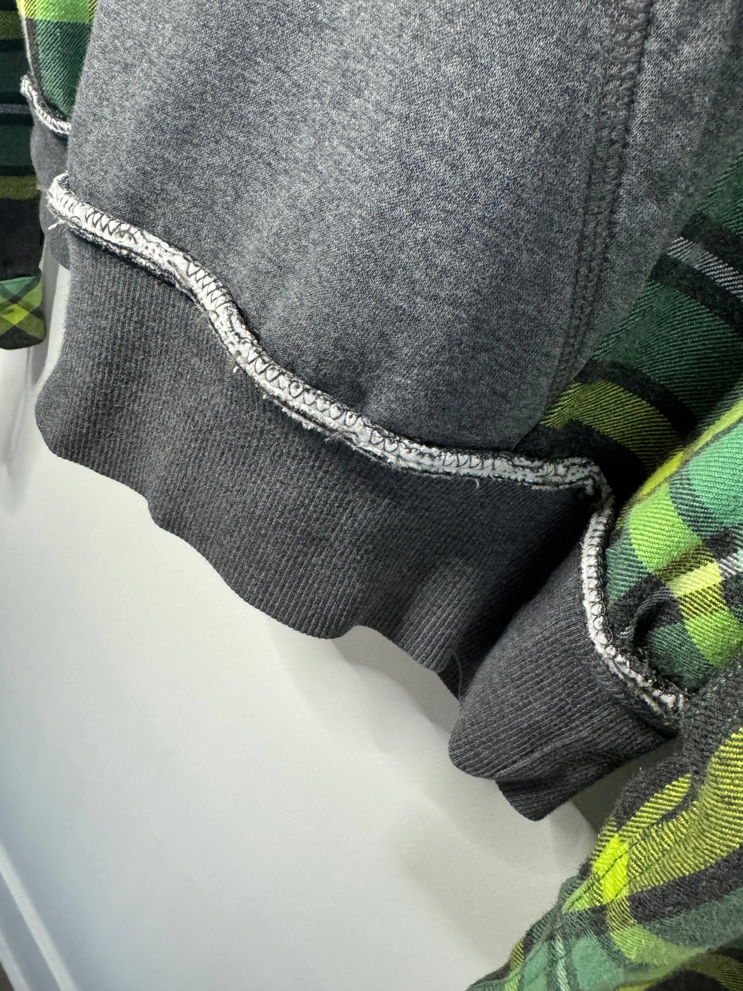 Vintage Custom Upcycled 1/1 Reworked Nike x Billabong “GreenGoblin” Hoodie Flannel Sweatshirt