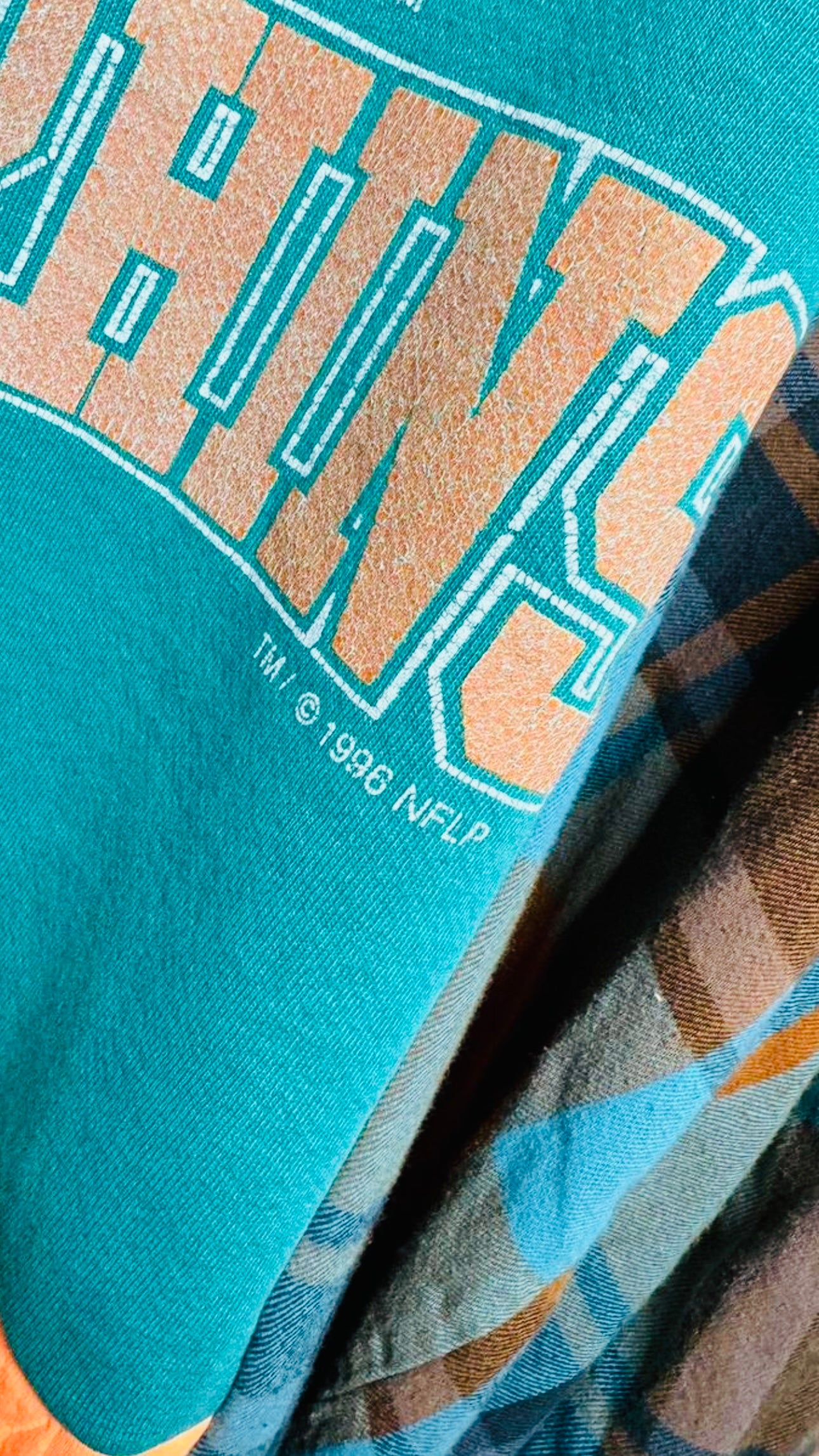 Custom 1/1 Miami Dolphins Flannel Hoodie Sweatshirt