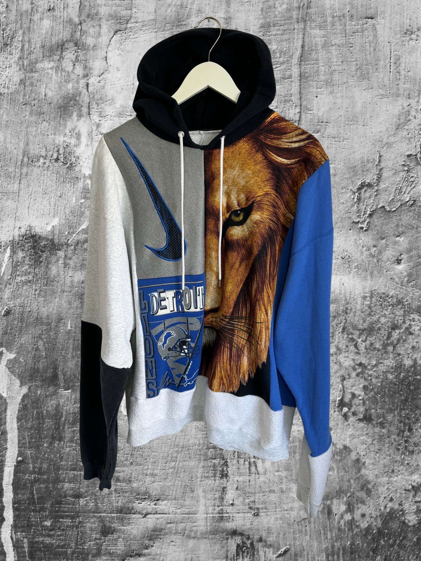 Custom 1/1 Vintage Detroit Lions x Nike “313” Hoodie Sweatshirt #04