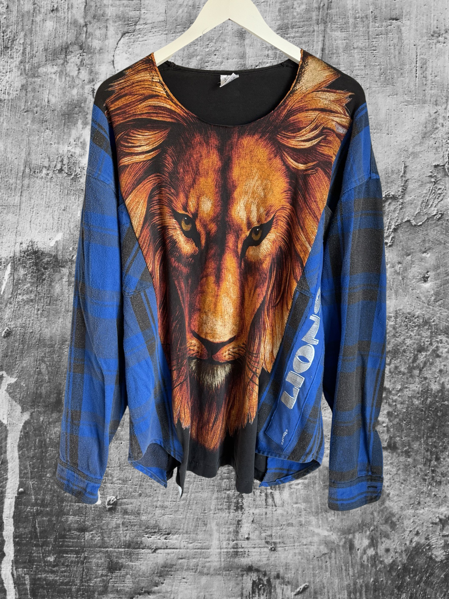 Custom 1/1 Vintage Detroit Lions “313” Raw Flannel Tee #07