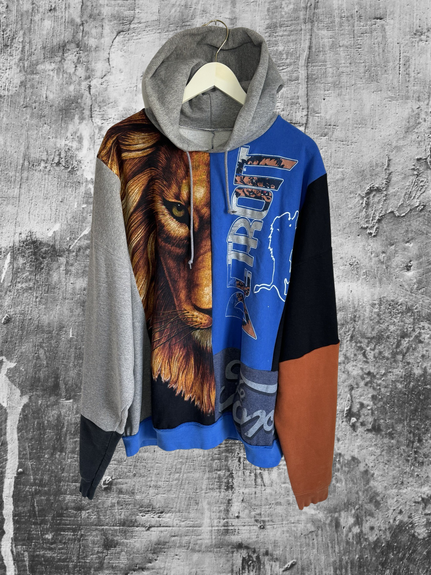 Custom 1/1 Vintage Detroit Lions “313” Hoodie Sweatshirt #05