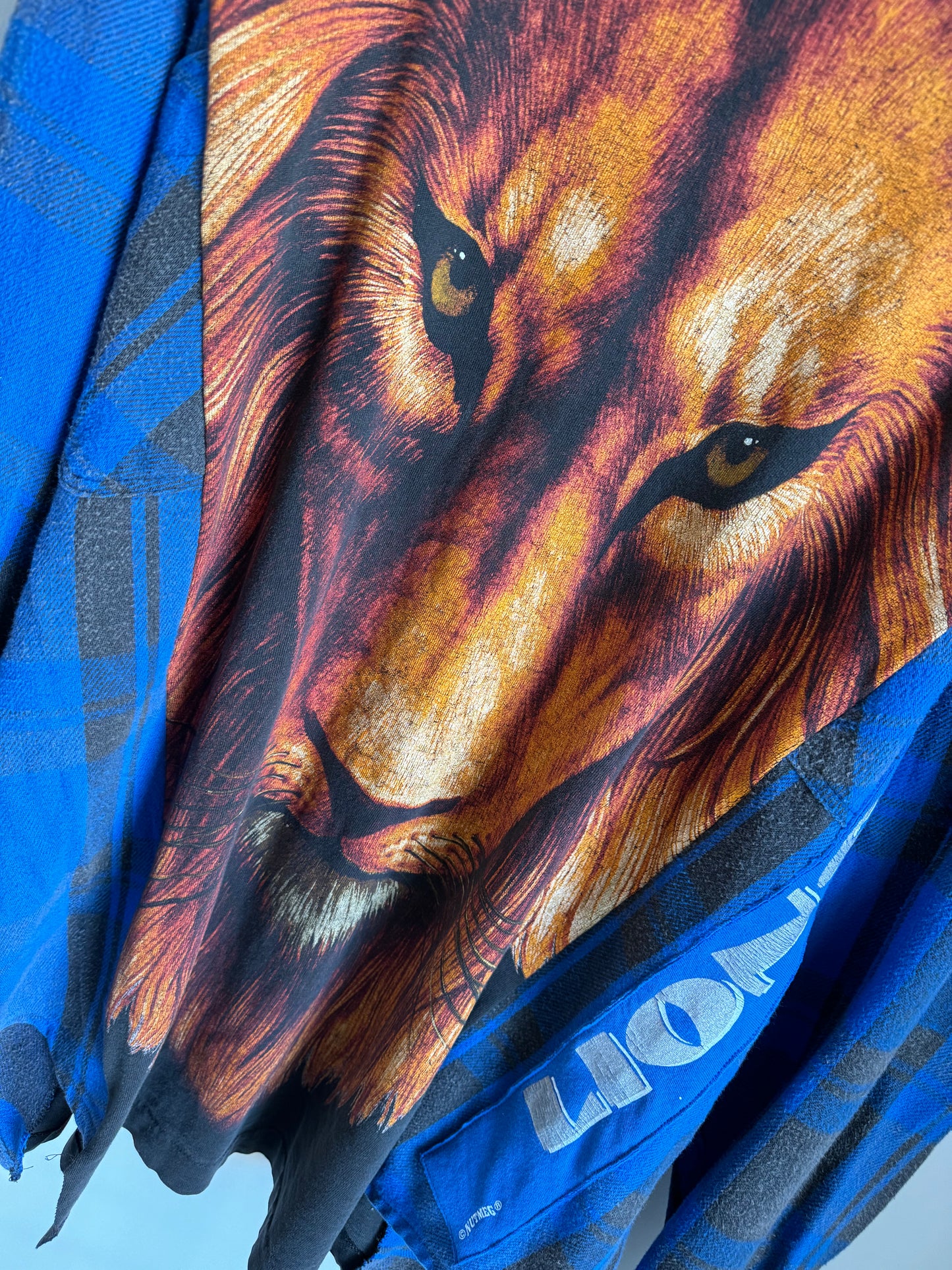 Custom 1/1 Vintage Detroit Lions “313” Raw Flannel Tee #07